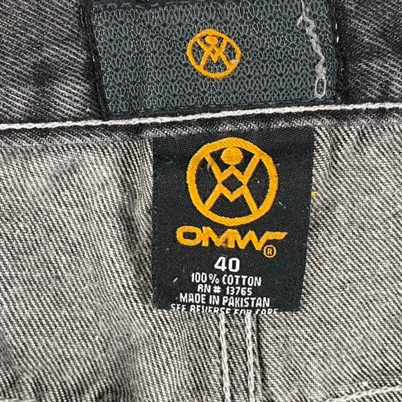 Vintage OMW Denim Shorts Men's 40 Carpenter Cargo Washed Black Gray Baggy Skater - Picture 6 of 11